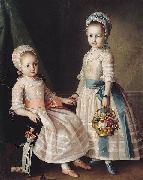 Carl Ludwig Christinec Portrait of Two Sisters painting